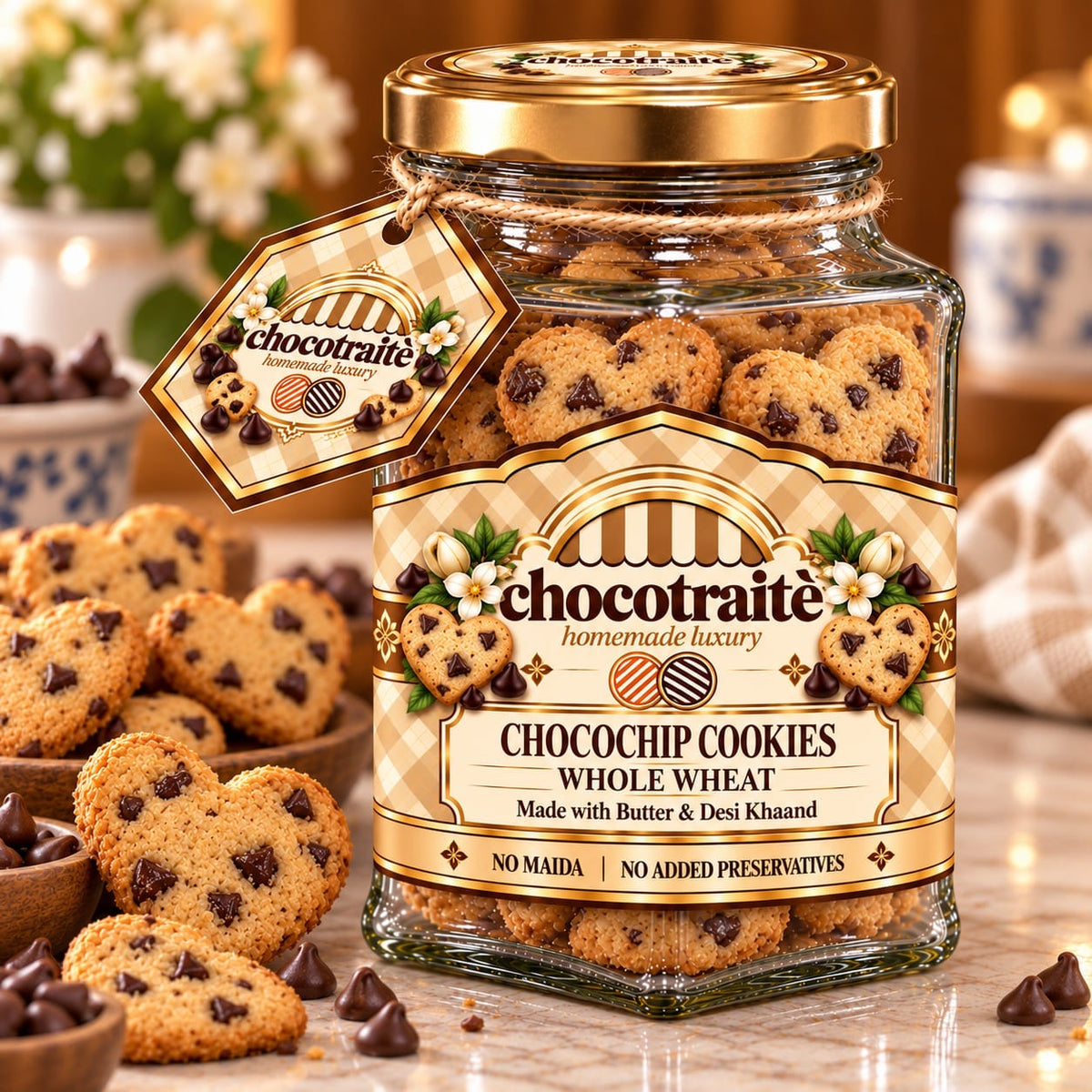 Chocochip Heart Cookies