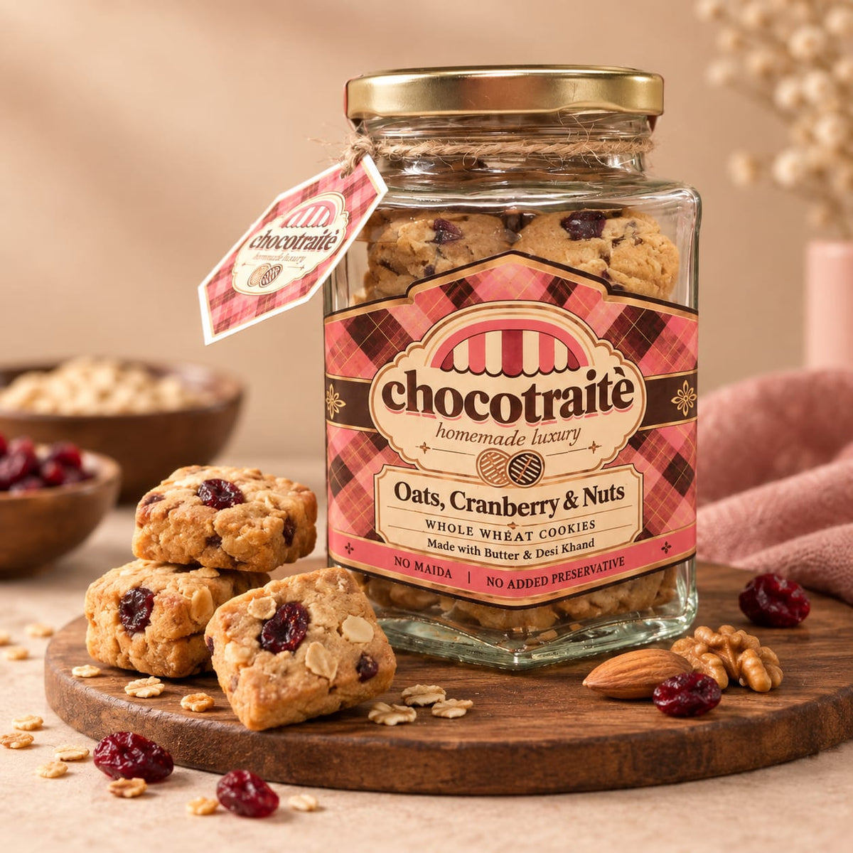 Oats, Cranberry & Raisin Cookies